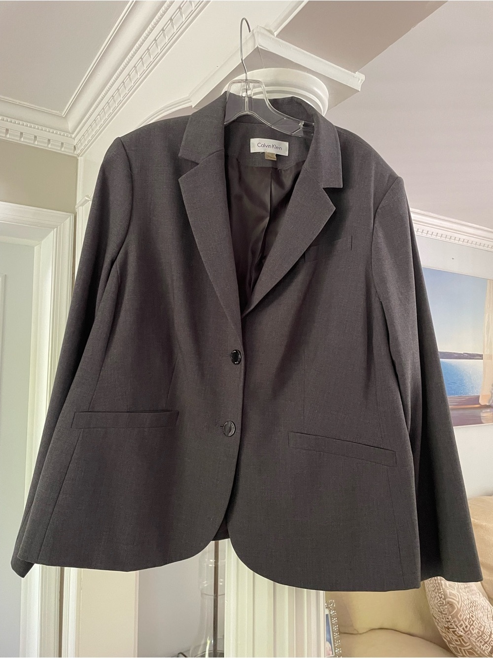 Calvin Klein Women's Dark Gray Two-Button Blazer size 20W